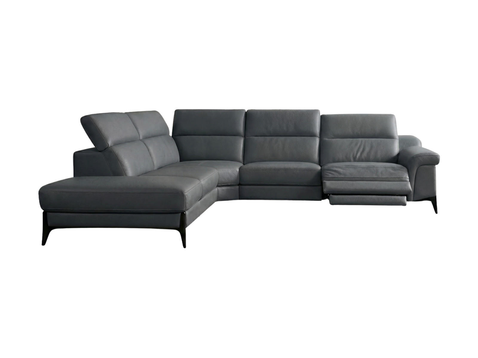 ECKSOFA Texas Echtleder mit 1 x Relaxfunktion Anthrazit - Anthrazit, Leder/Metall (274/238cm)