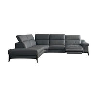 ECKSOFA Texas Echtleder mit 1 x Relaxfunktion Anthrazit - Anthrazit, Leder/Metall (274/238cm)