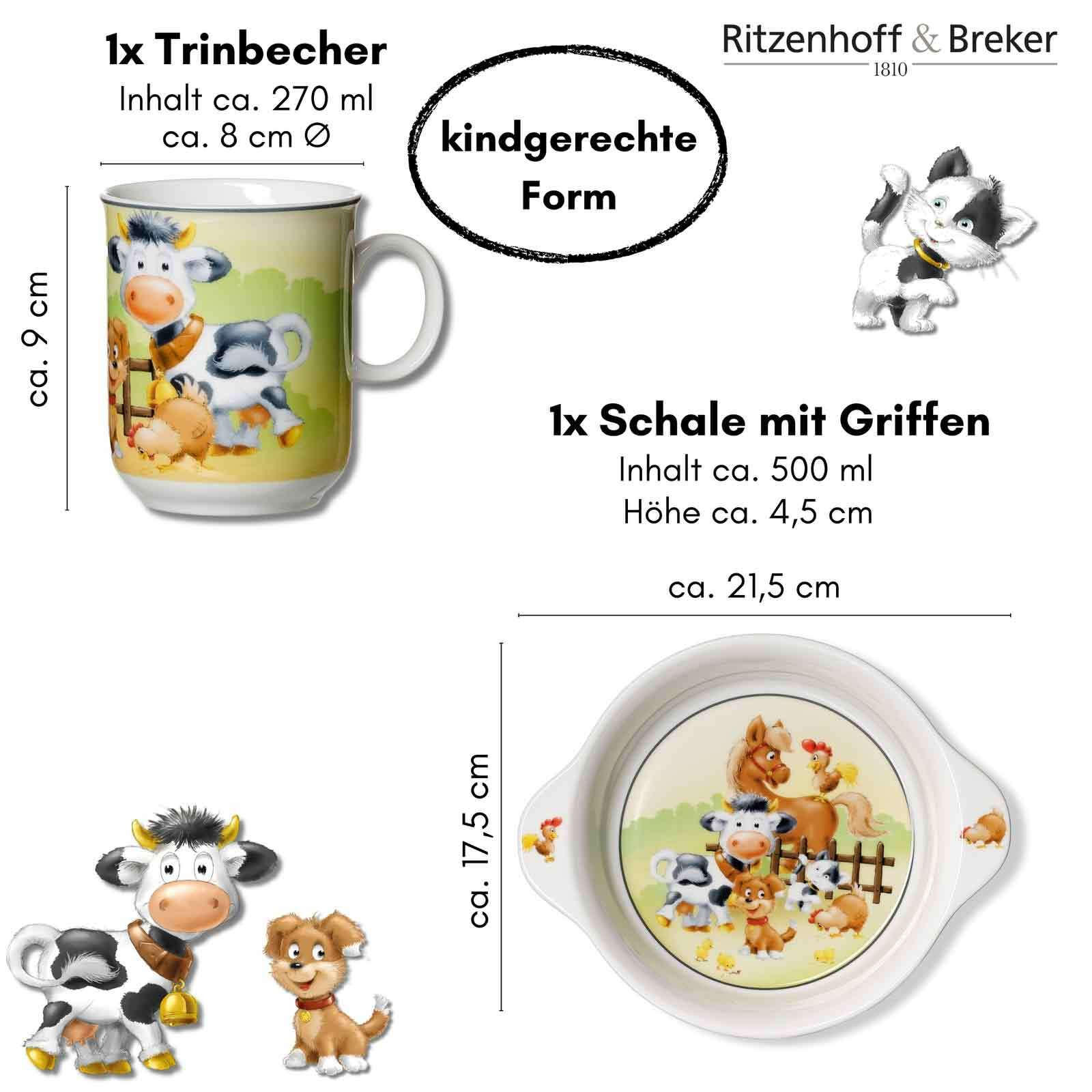 KINDERGESCHIRR Hoftiere bunt - Multicolor, Keramik (1/1/1cm) - Ritzenhoff Breker