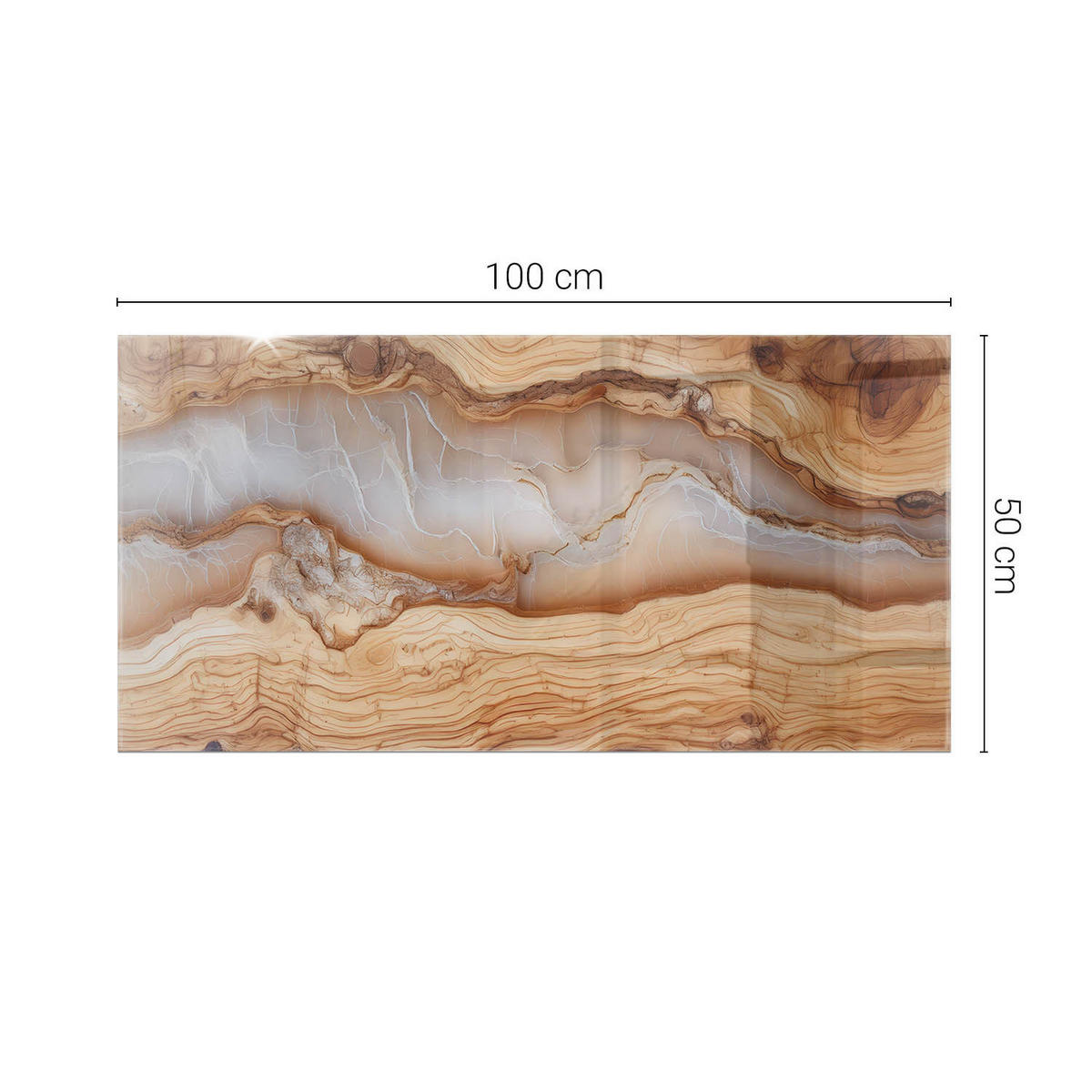 TISCHPLATTE 100x50 cm Naturholz mit Harzdetails - Beige, Glas (100/50/0.4cm) - TULUP