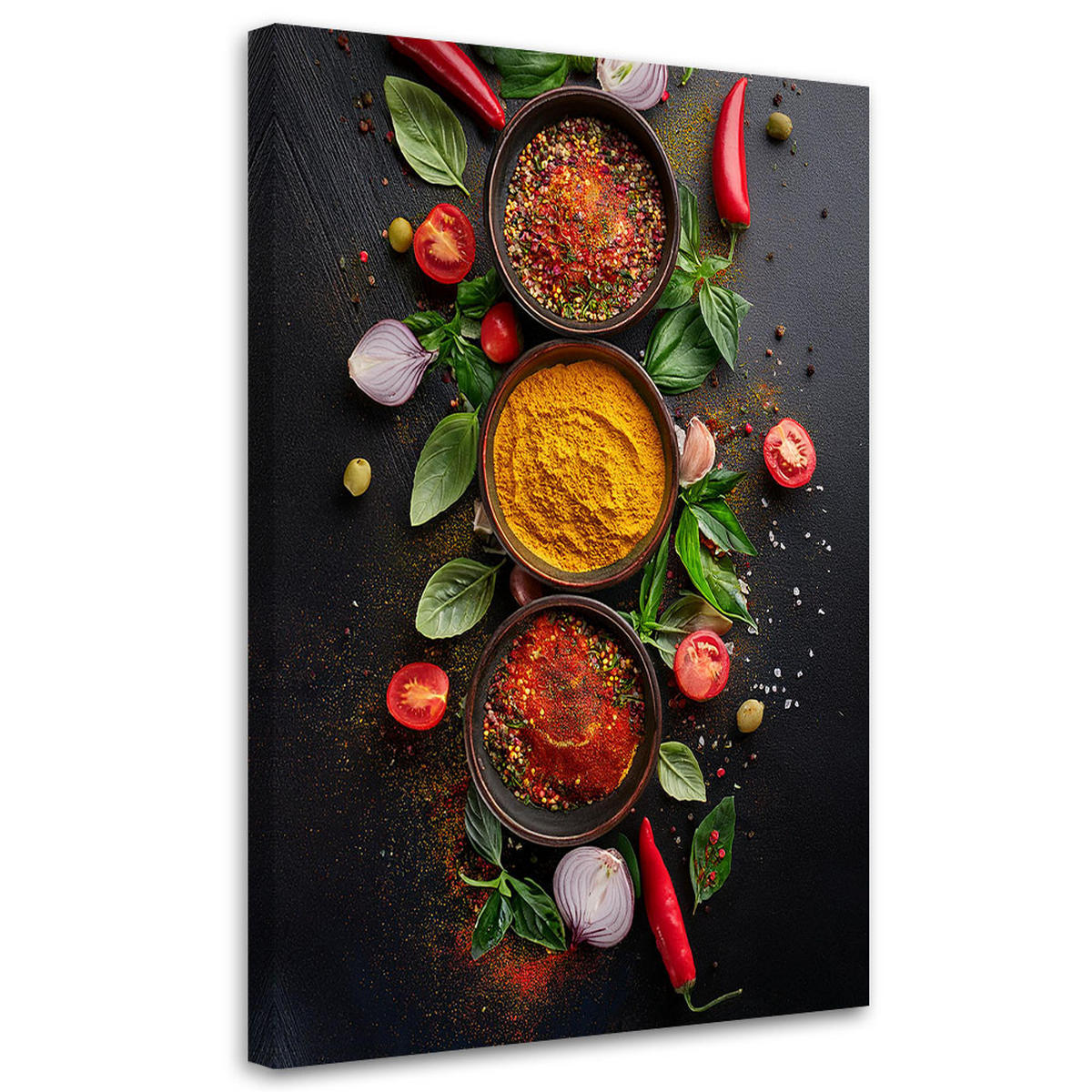 WANDBILD lebensmittelgewürze küche - Multicolor, Textil (40/60cm) - Feeby