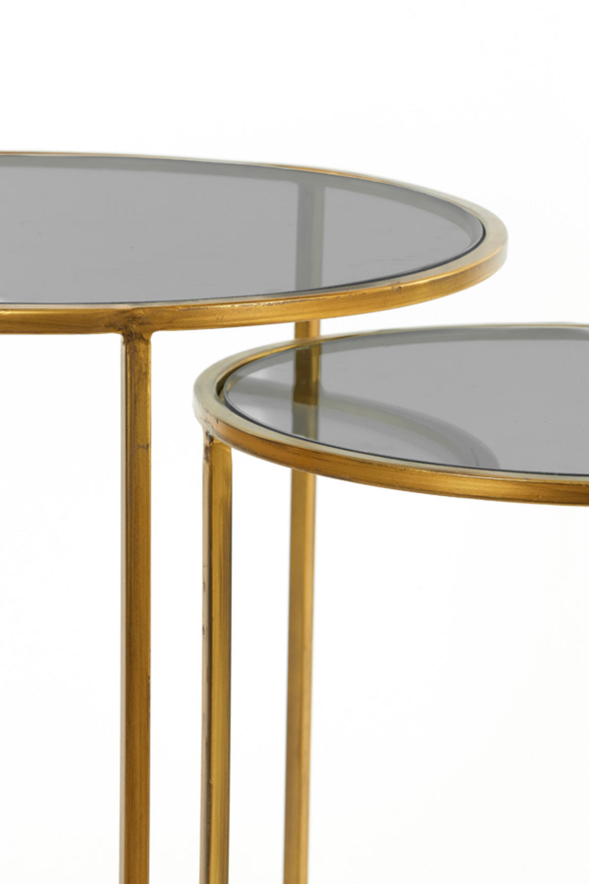 BEISTELLTISCH Duarte Gold Ø50/52 cm 2er-Set - Goldfarben/Grau, Metall (50/50/52cm) - Light & Living