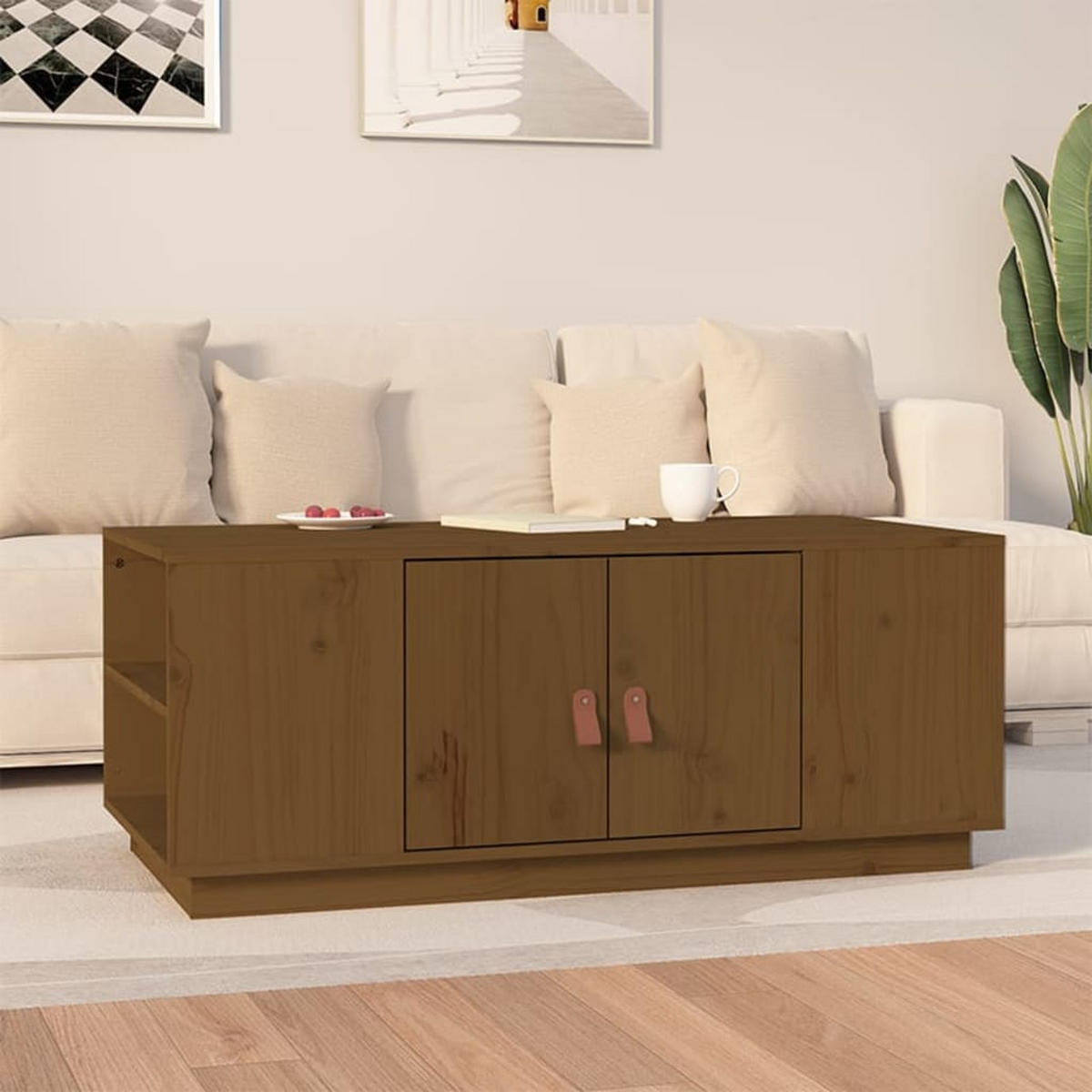 COUCHTISCH Honigbraun 100x50x41 cm Massivholz Kiefer - Braun, Holz (100/50/41cm) - furnicato