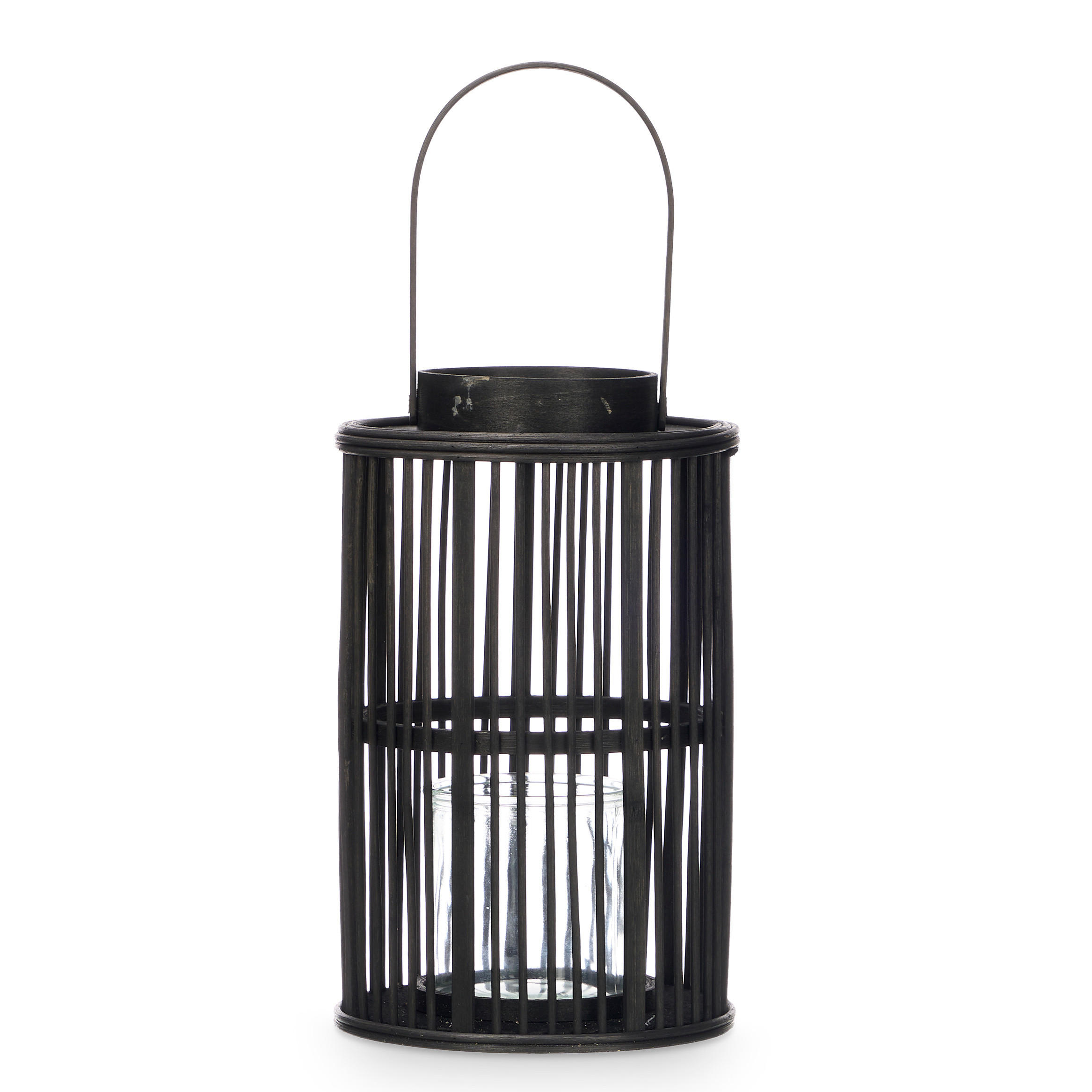LATERNE Bambus Glow Ø 18,5/44,5 cm - Schwarz, Naturmaterialien (18.5/44.5/18.5cm) - Giftdecor