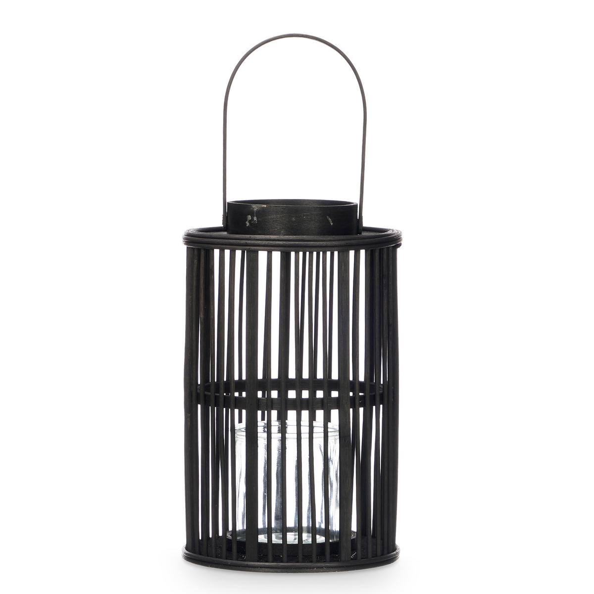 LATERNE Bambus Glow Ø 18,5/44,5 cm - Schwarz, Naturmaterialien (18.5/44.5/18.5cm) - Giftdecor