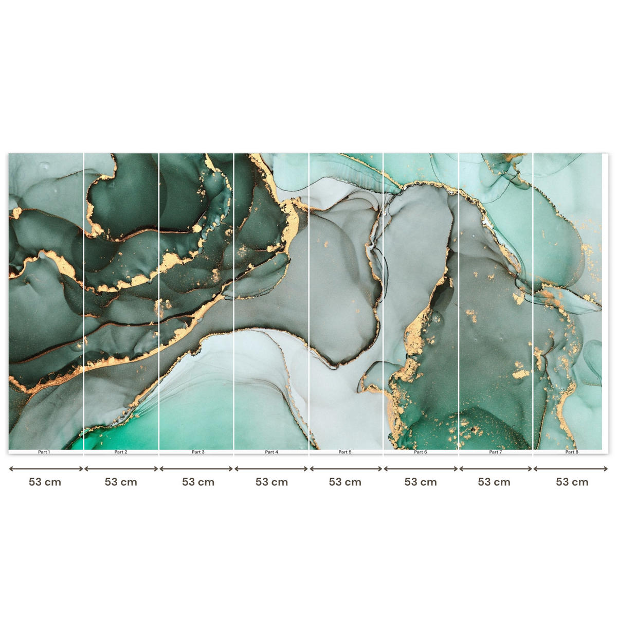 TAPETE - Gold - Marmor - Grün - Luxus - Marmoroptik - Grau - 450x220 cm - Grün, Papier (450/220cm) - OnlyWow
