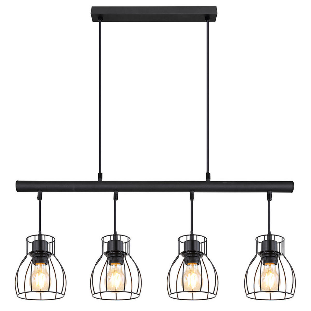 HÄNGELEUCHTE Käfig-Design Schwarz 4-Flammig - Schwarz, Metall (77/14/120cm) - Globo Lighting
