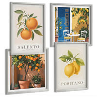 BILDER SET 4er Set - 50x50 cm & 40x60 cm Silberner Rahmen - Amalfi-Zitronen und -Orangen - Silberfarben, Kunststoff (50/50cm) - TULUP