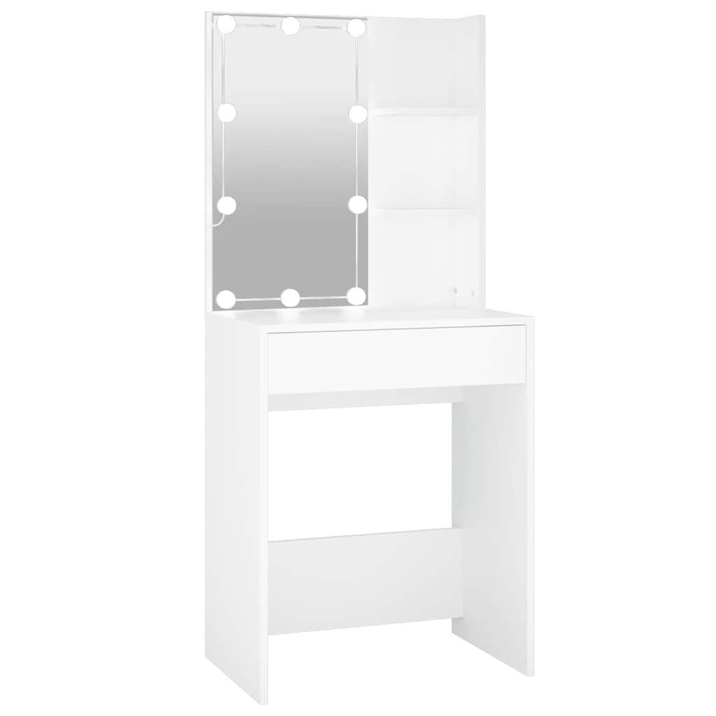SCHMINKTISCH Mit Led Weiss 60/40/140 Cm - Weiß, Holzwerkstoff (40/140/60cm) - vidaXL