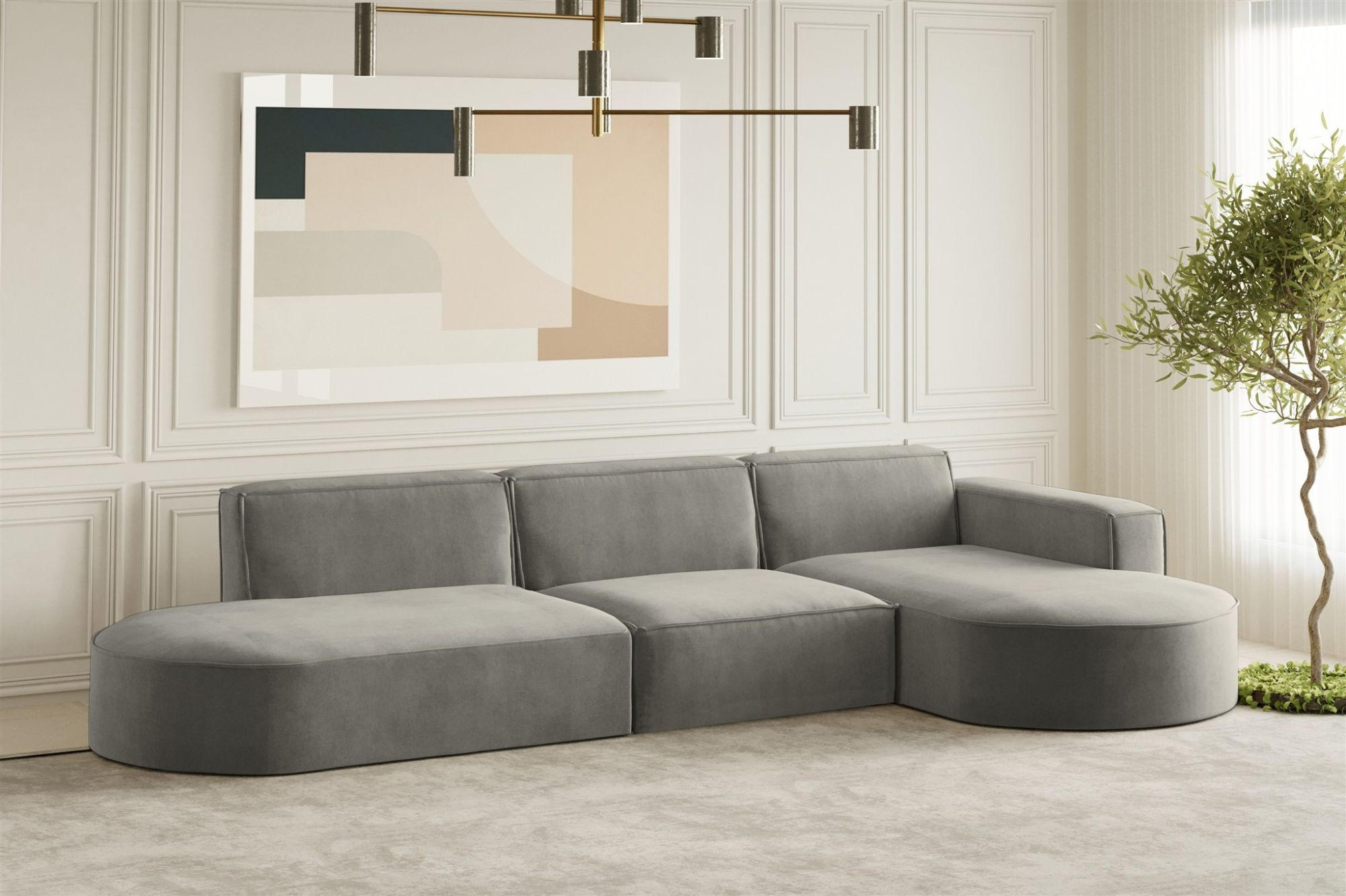 ECKSOFA Palma In Noel - Grau, Holzwerkstoff/Textil (296/165cm) - Fun Möbel