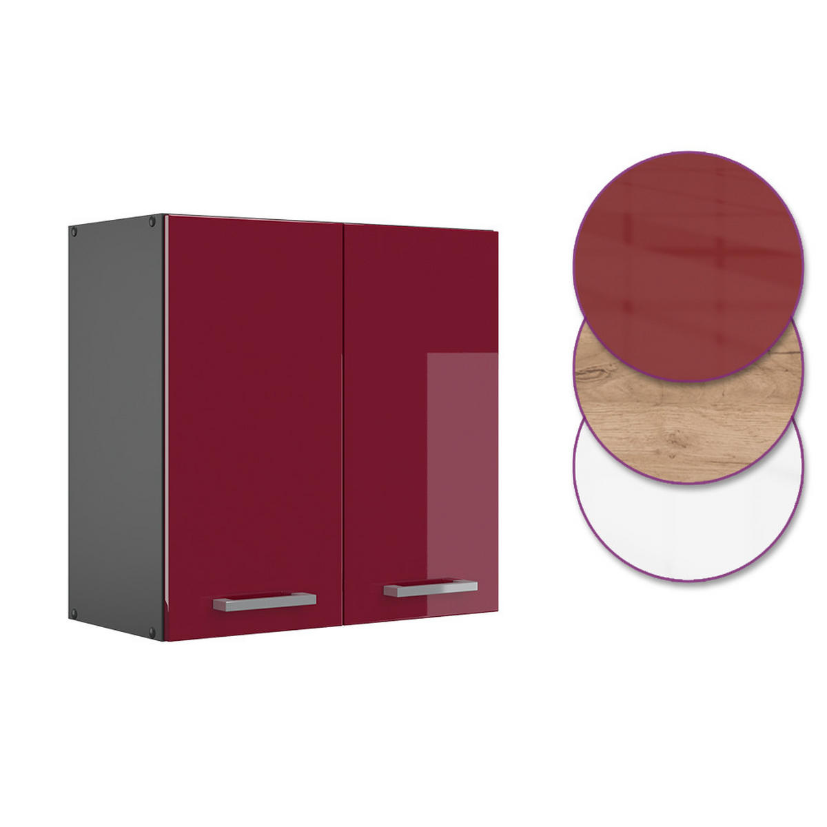 HÄNGESCHRANK R-Line Rot Hochglanz 60 cm - Anthrazit/Rot, Holzwerkstoff (60/60/31cm) - Vicco