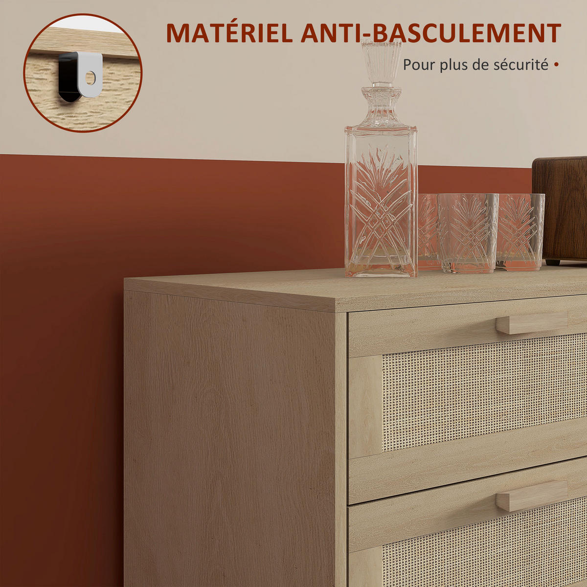 KOMMODE Hellbraun 110/40/75 cm - Naturfarben, Holzwerkstoff (110/75/40cm) - PANGIVO