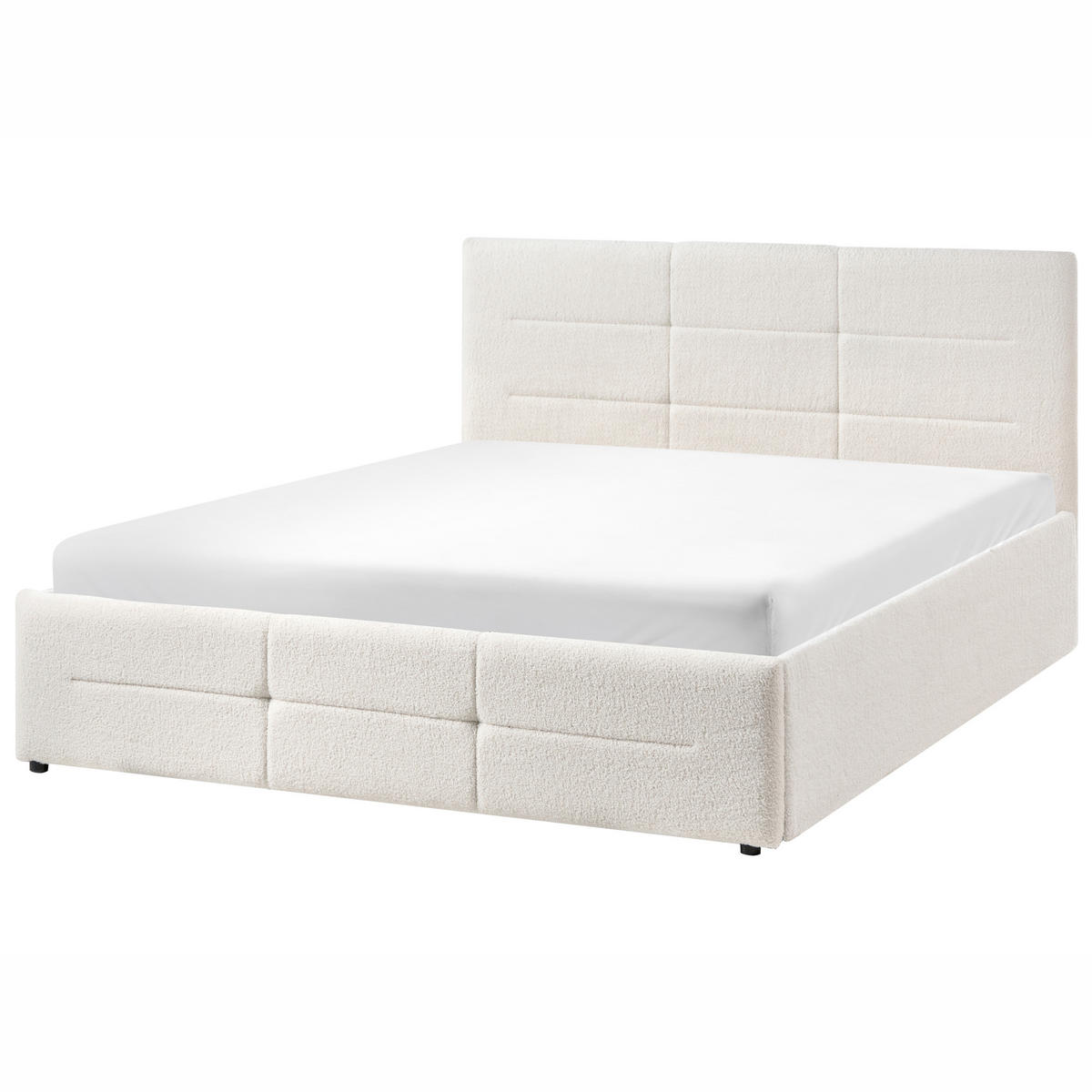 PAT cu spațiu de depozitare 140/200 bouclé alb crem Massognes - crem, material textil (140/200cm) - Beliani