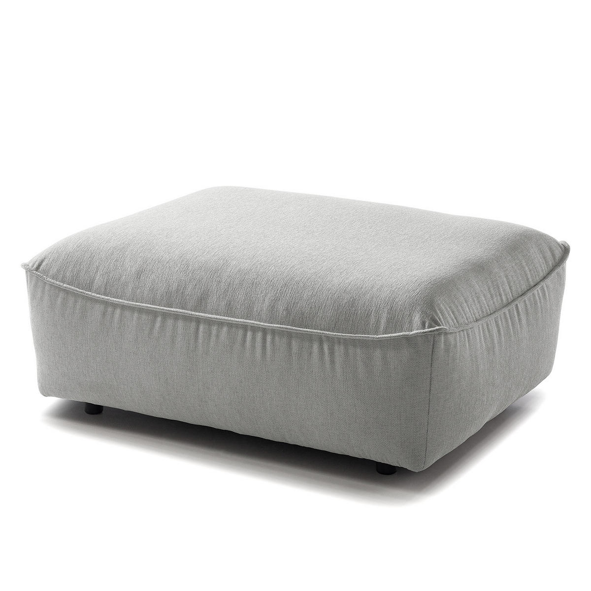 POLSTERHOCKER - Hellgrau/Schwarz, Kunststoff/Textil (99/40/82cm) - home24