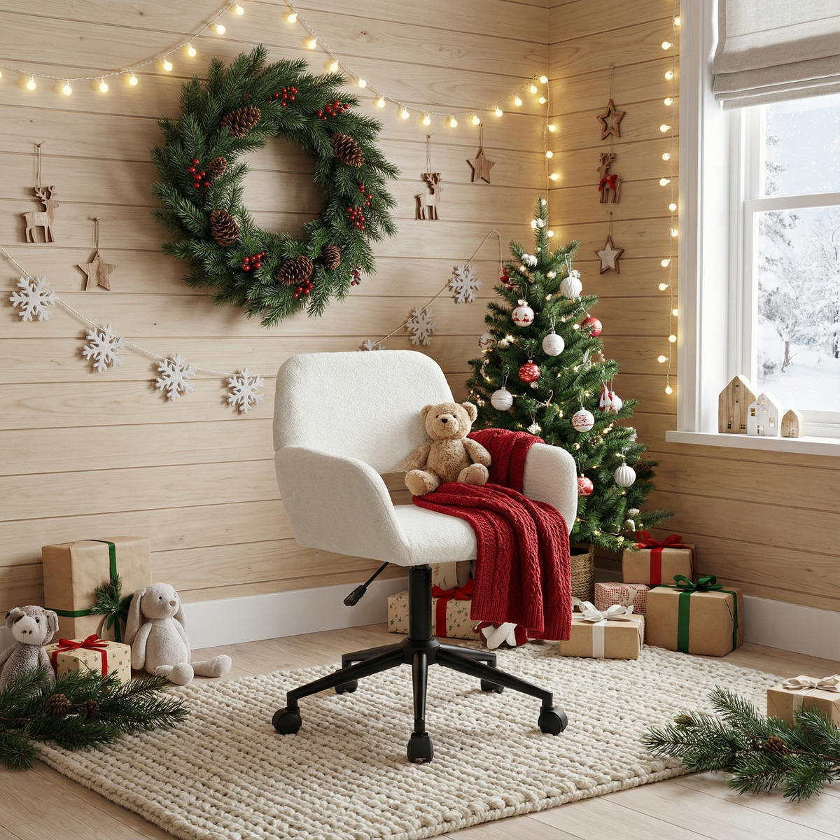 DREHSTUHL Stoffbezug höhenverstellbar & 360° drehbar - Beige/Schwarz, Textil/Metall (54/85/56cm)