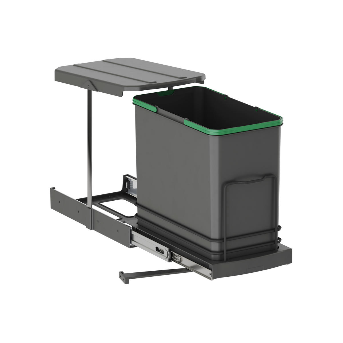 RECYCLINGBEHÄLTER für Küche, 24 L, Bodenbefestigung und Handauszug/automatische, Anthrazitgrauer Kunststoff - Anthrazit, Metall (26.5/40/44.5cm) - EMUCA