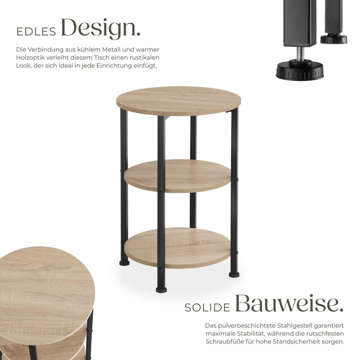 BEISTELLTISCH Colchester,40 x 61 cm,Industrial Holz hell, Eiche Sonoma - Naturfarben, Holz (40/40/61cm) - tectake