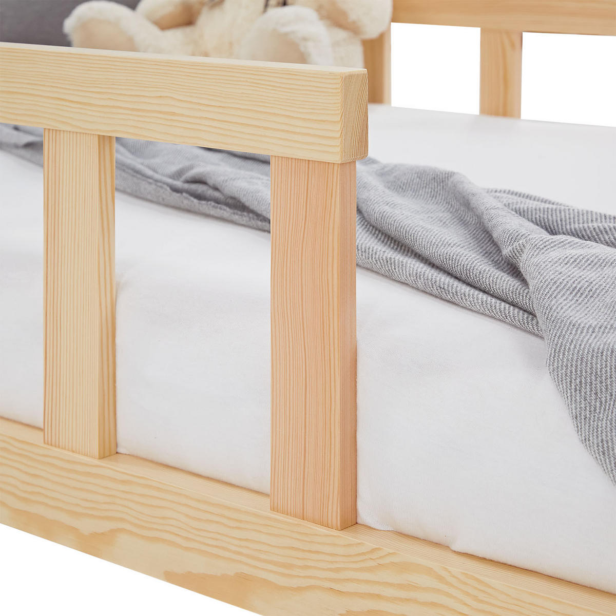 BODENBETT Natur 90x200 cm mit Lattenrost - Naturfarben, Holz (90/200cm) - Homestyle4u