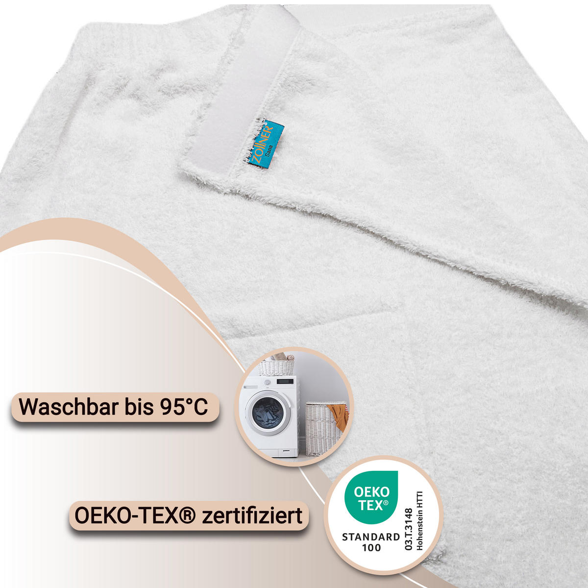 BADEMANTEL, S/M, 100% Baumwolle, Weiß - Weiß, Textil (S/Mcm) - Zollner