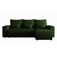 ECKSOFA Travis mit Bettkasten und Schlaffunktion, L-Form, Cord, Universal - Dunkelgrün, Holzwerkstoff (248/148cm) - 4ALL HOME