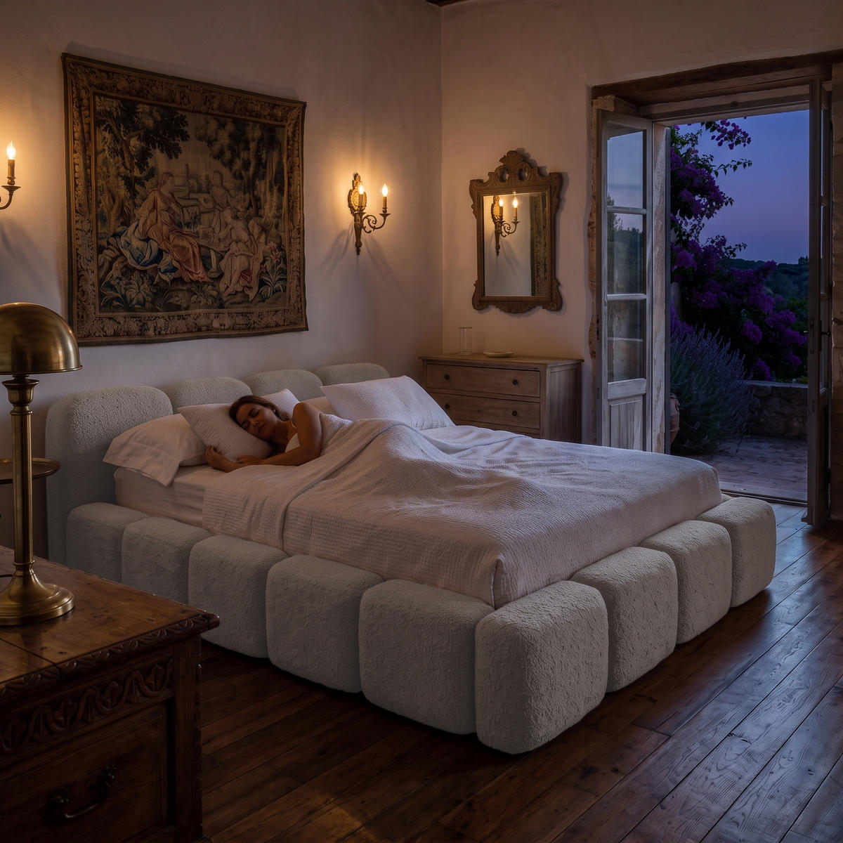 POLSTERBETT SUENO 160x200 cm in Hellgrau, gepolstertes Kopfteil, Metalllattenrost, Bettkasten, Bouclé-Stoff - Beige/Naturfarben, Holz/Textil (160/200cm) - Muffo