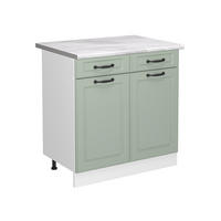 SPODNÍ SKŘÍŇKA KUCHYŇSKÉ LINKY R-Line, Mint venkovský dům/Bílá, 80 cm pracovná doska Mramor - bílá/mátově zelená, kompozitní dřevo (80/81.6/60cm) - Vicco