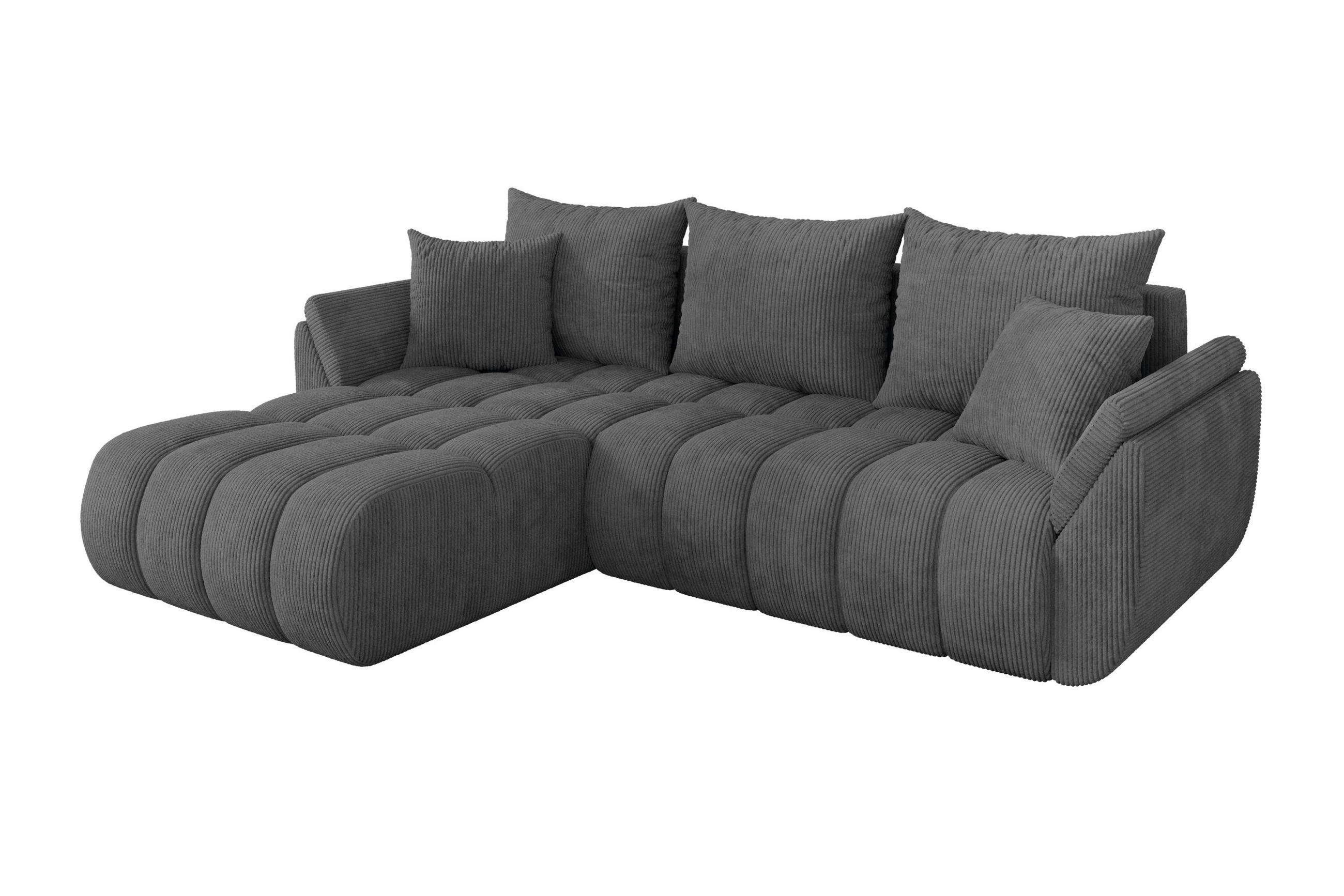 ROHOVÁ SEDAČKA s funkcí spaní, otoman vlevo TOKO-L-v1 277x194x86 tmavě šedá manšestr - černá/tmavě šedá, kompozitní dřevo/textil (277/194cm) - ALTDECOR