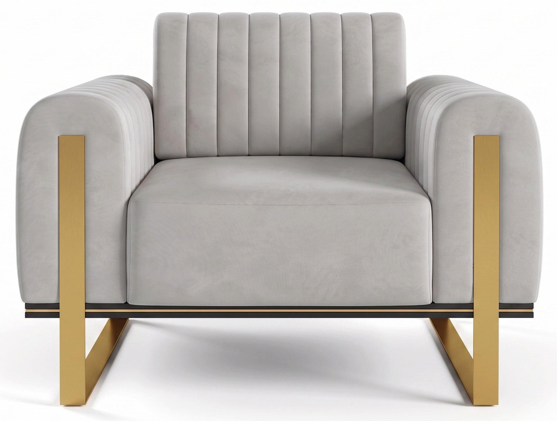 SESSEL Parissa 106 cm - Goldfarben/Hellgrau, Holz/Metall (106/79/92cm) - Selsey