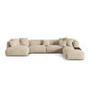PANORAMASOFA modular rechts Martina aus Samt leichtes beige 5 Sitzplätze - Creme, Textil (280/75/406cm) - Micadoni