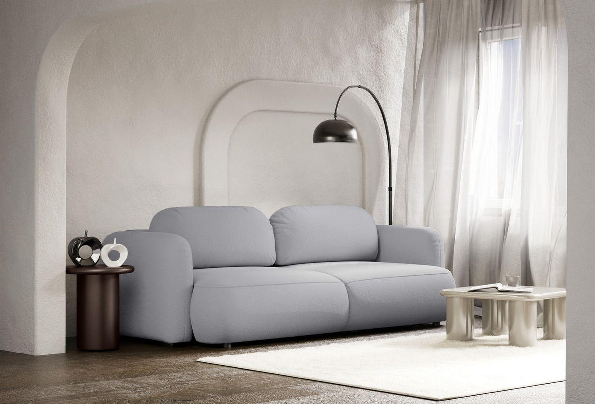 3-SITZER SCHLAFSOFA Tvoya Hellgrau Chenille - Hellgrau/Schwarz, Kunststoff/Textil (253/82/110cm) - Selsey