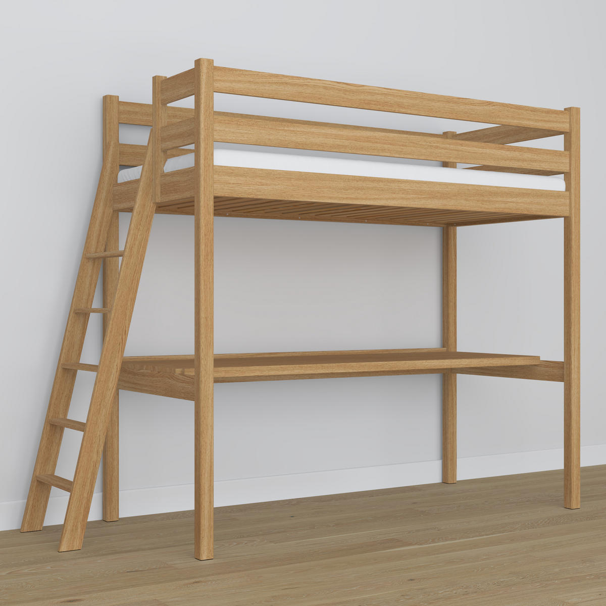 HOCHBETT N02 mit Schreibtisch Eiche Natur 80/200 - Eiche Artisan, Naturmaterialien/Holz (80/200cm) - N-Wood