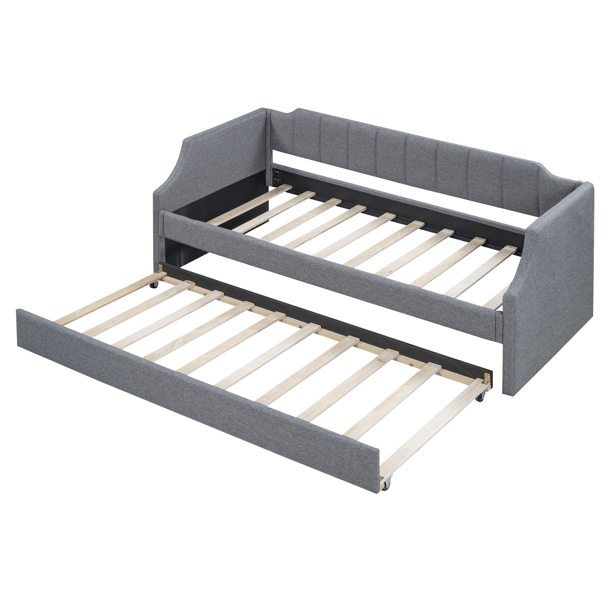 AUSZIEHBETT 90/200 cm DE-04702, mit Rollbett in Grau - Grau, Holzwerkstoff (90/200cm) - ComfortXL