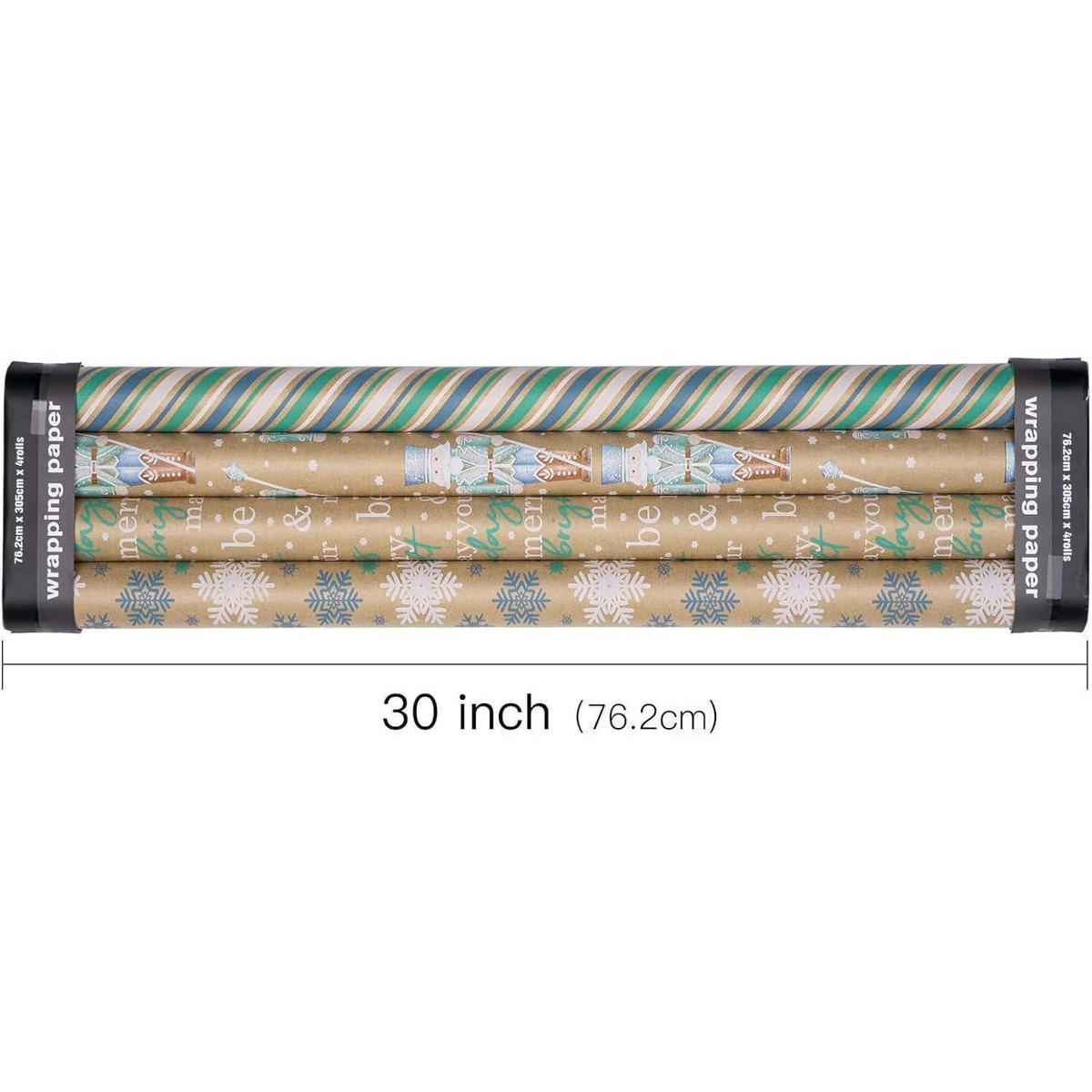 GESCHENKPAPIER 4 Rollen Kraftpapier Weihnachtsmotive 76 x 300 cm - Multicolor, Papier (4/76/15cm)