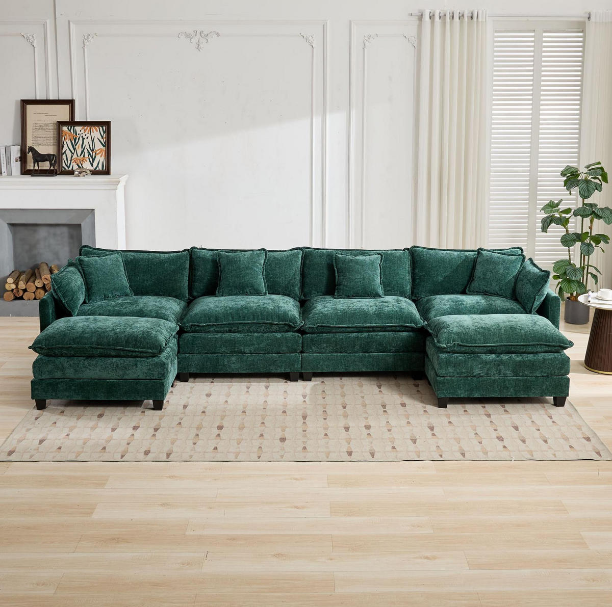 SOFA modular Chenille Green - Grün, Holz (75/84/380cm) - Meubliv
