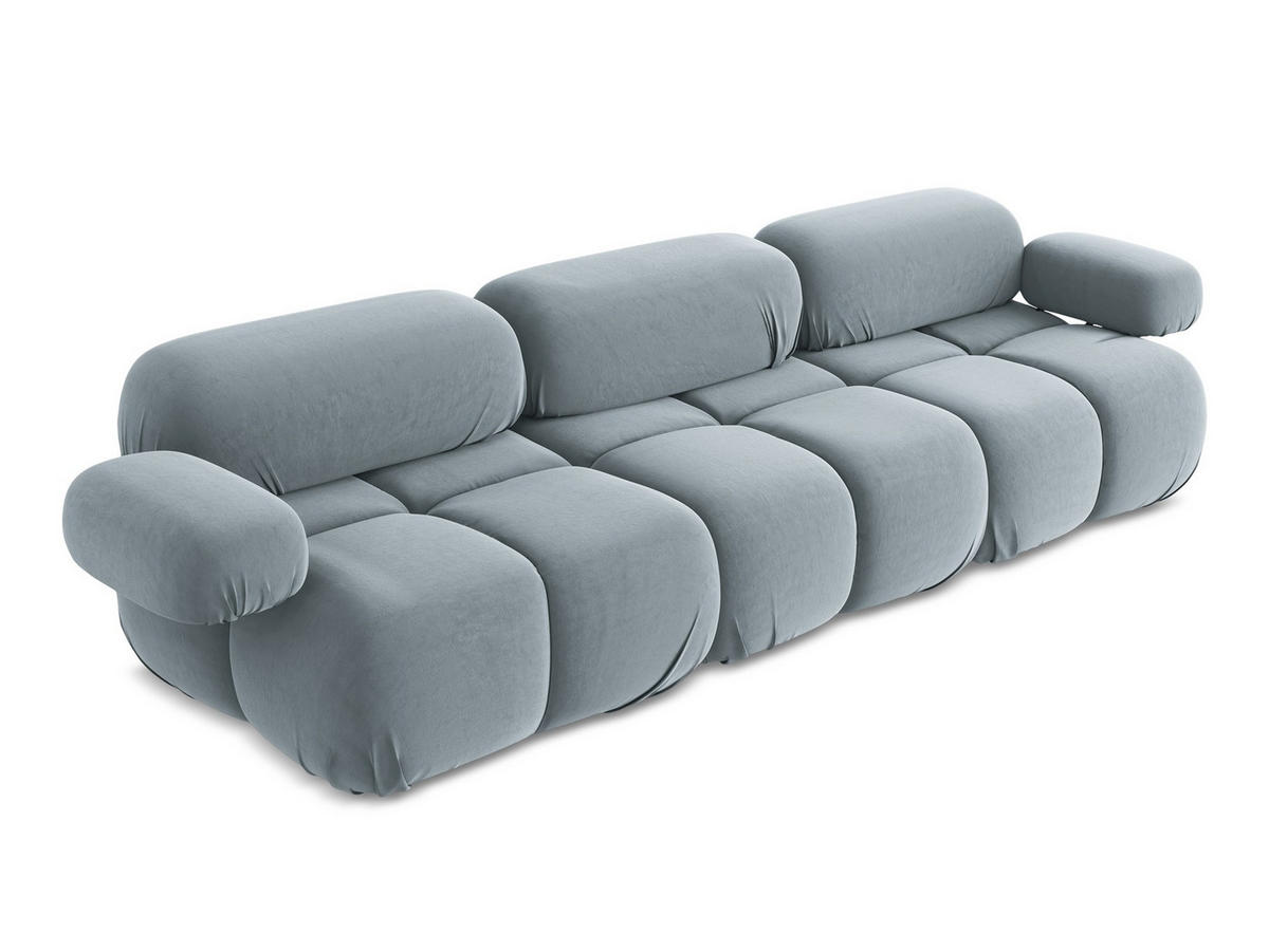 3-SITZER SOFA Samt Stoff Blau - Blau/Schwarz, Kunststoff/Textil (285/70/96cm) - Makamii