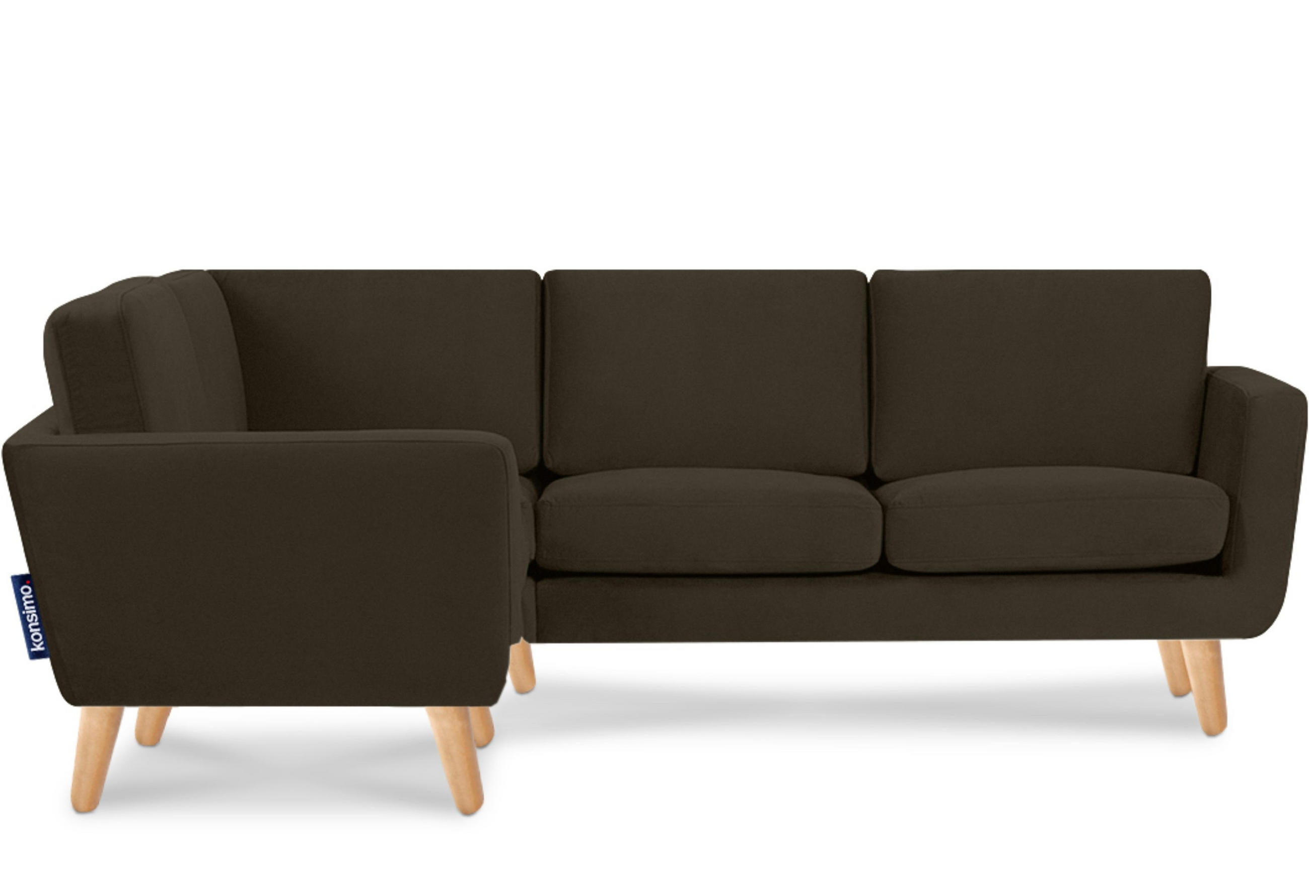 ECKSOFA-LINKS TAGIO 3/4 Sitzer, braun - Braun, Buchenholz/Textil (220/181cm) - KONSIMO®