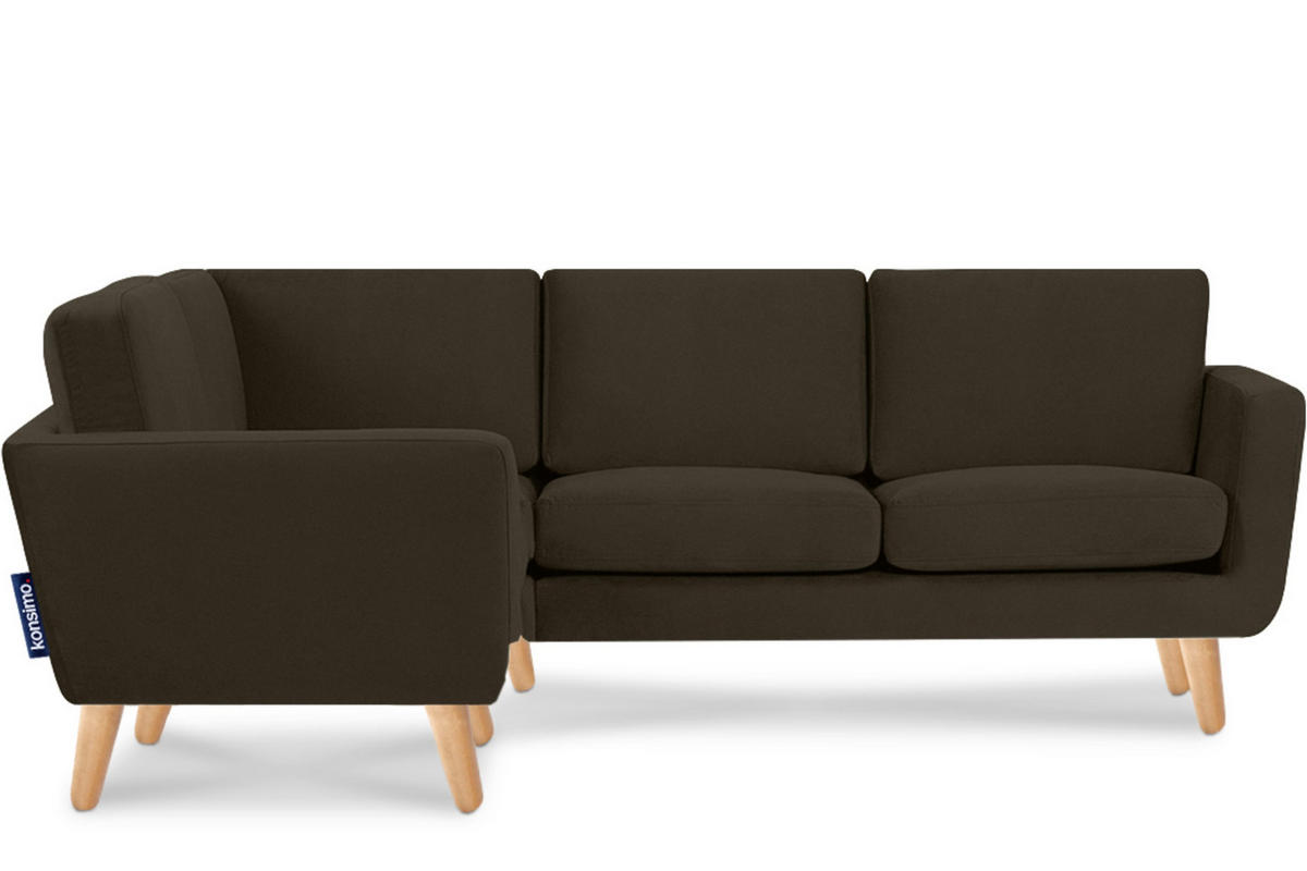 ECKSOFA-LINKS TAGIO 3/4 Sitzer, braun - Braun, Buchenholz/Textil (220/181cm) - KONSIMO®