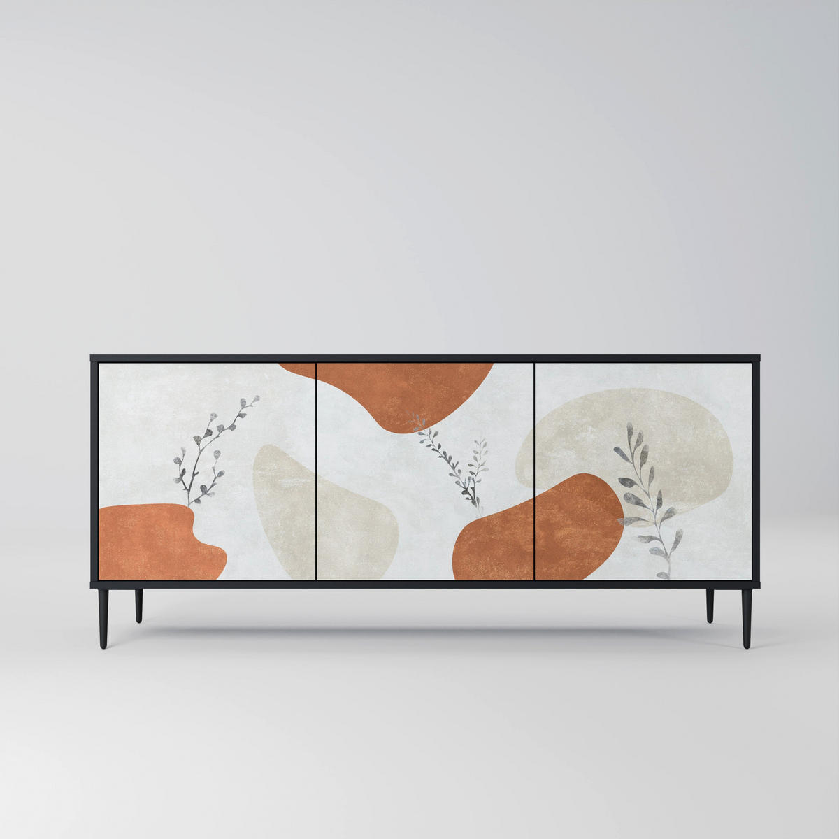 SIDEBOARD TRANQUIL TWIG, Eicheneffekt, 164,5x42x77,5 cm, 3 Türen - Eichefarben/Buchefarben, Holzwerkstoff/Buchenholz (164.5/77.5/42cm) - SpaceRebels