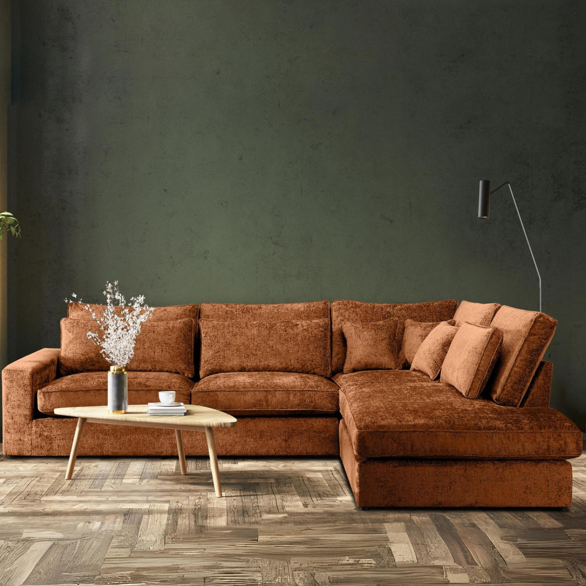 ECKSOFA RECHTS IMPERA Modern 4/5 Sitzer, Orangerot - Orange, Textil (314/224cm) - KONSIMO®