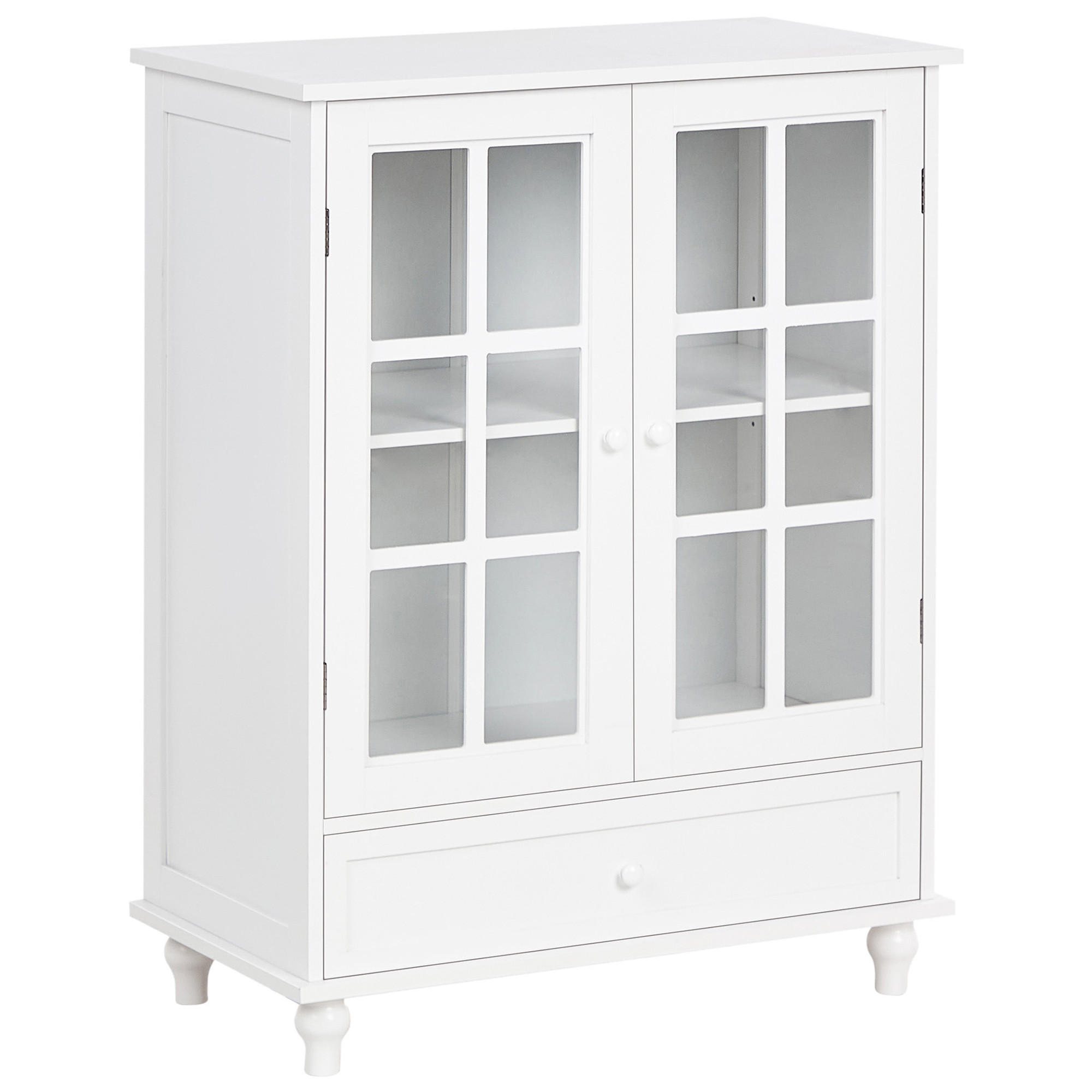 SIDEBOARD se skleněnými dveřmi 71 cm Bílý Carlet - bílá, kompozitní dřevo (71/93/38cm) - Beliani