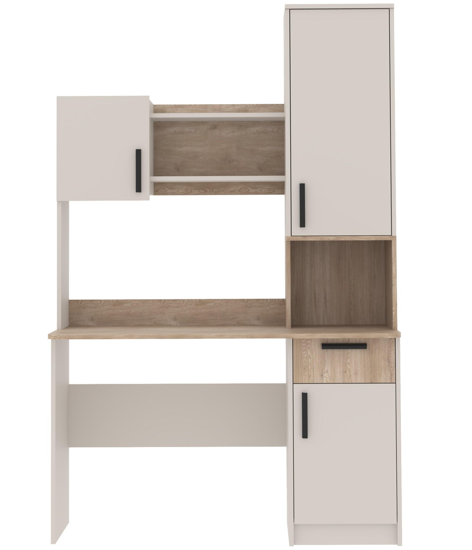 SCHREIBTISCH JUGENDZIMMER GRANT G11/G12 GRAUBEIGE CASHMERE 125/195/52,5 - Kaschmir/Schwarz, Holzwerkstoff (53/125/195cm) - Marmex Möbel