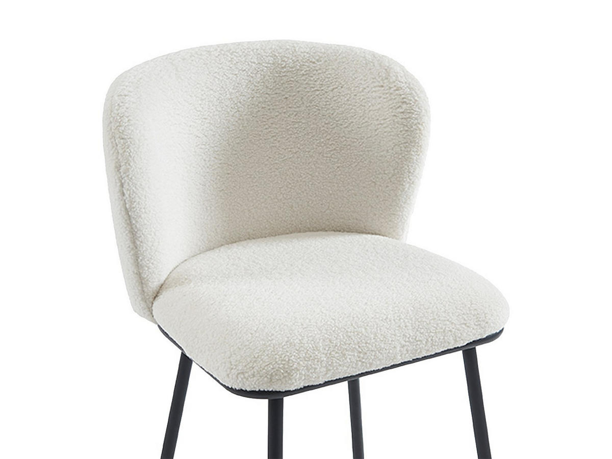 BARHOCKER 2er-Set - Bouclé-Stoff & Metall - Weiß - SENORASE - Weiß, Textil (50/97/54cm) - Vente-Unique