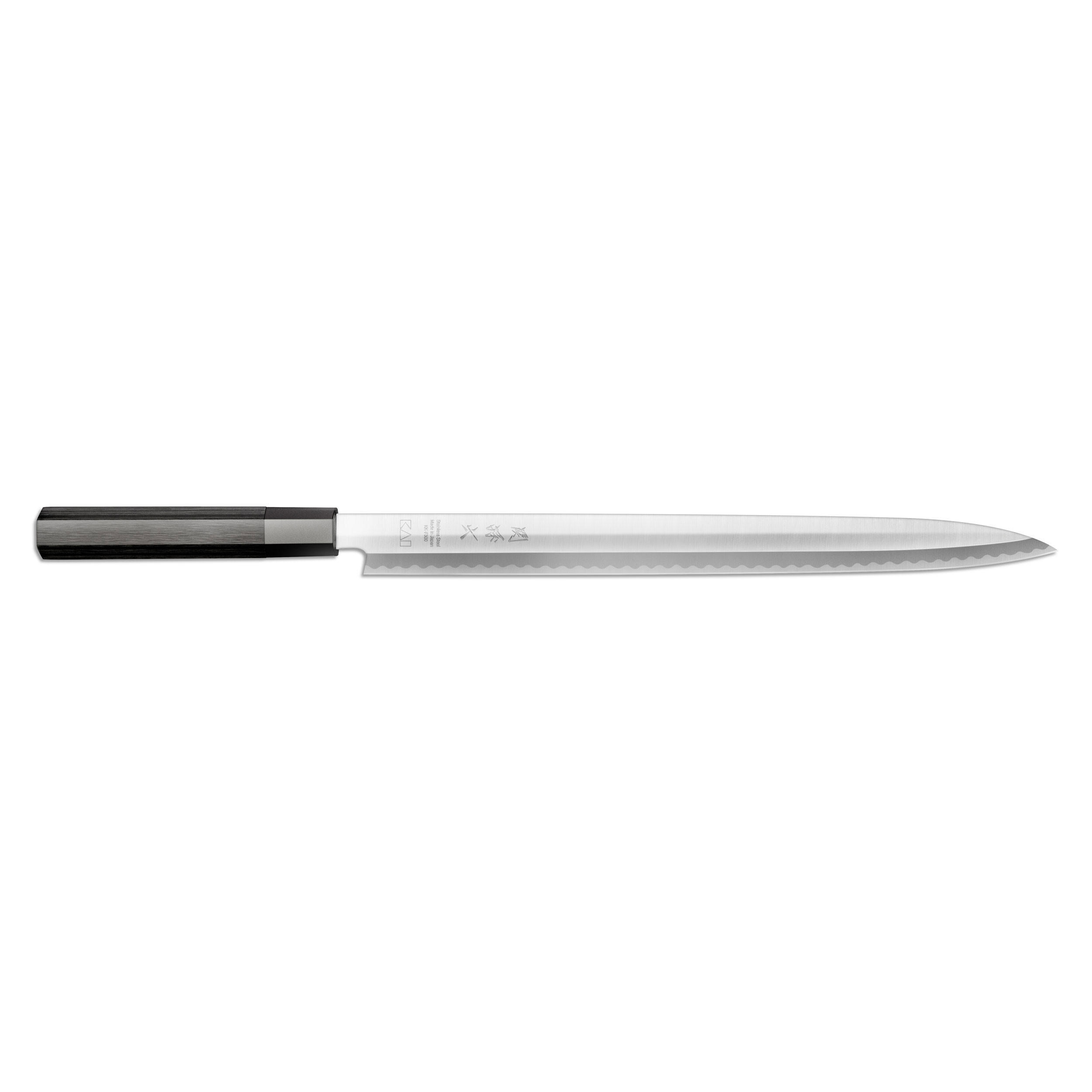 FILETIERMESSER Yanagiba Messer Seki Magoroku KK, Carbonstahl, Pakkaholz, Klingenlänge 30 cm - Silberfarben, Metall (52.5cm) - Kai Messer