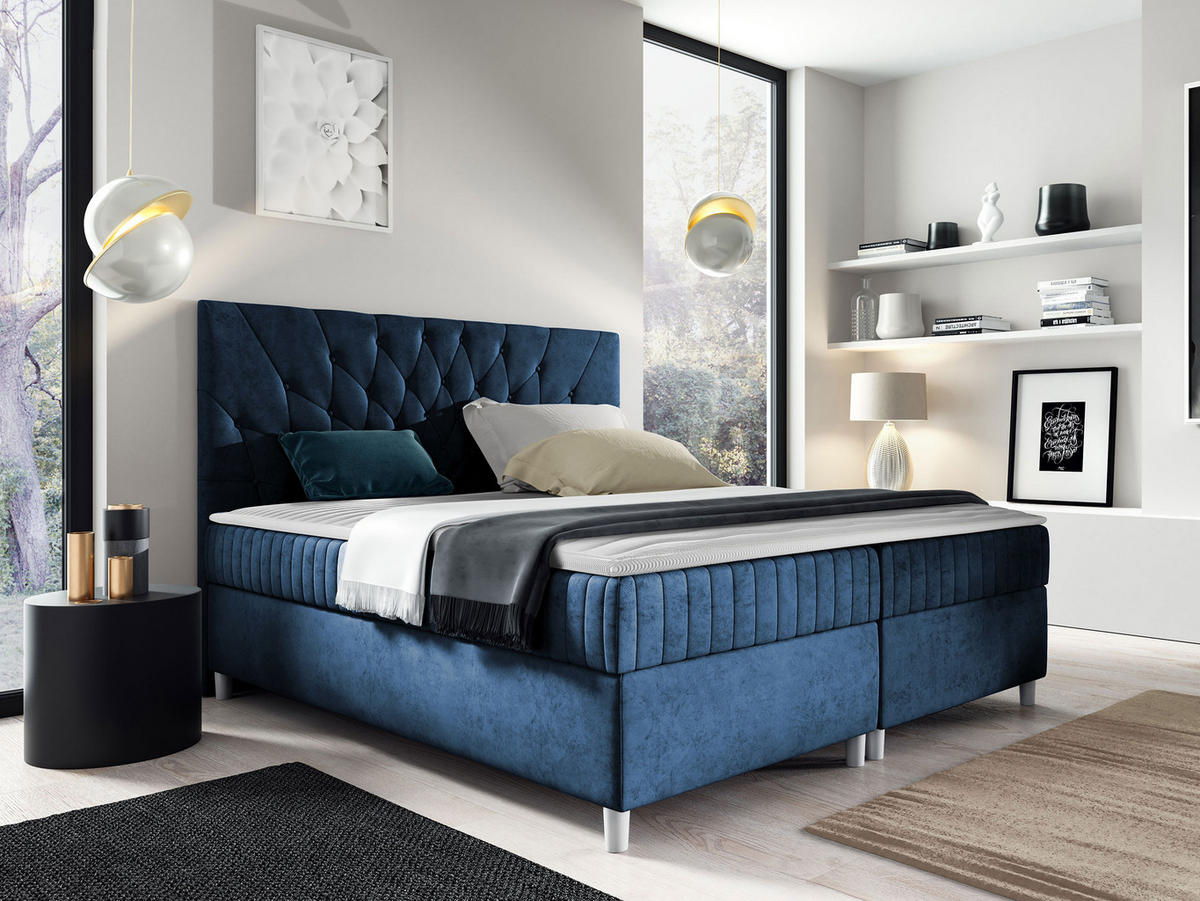 BOXBETT Prowansja - Blau, Holz (180/200cm) - MIRJAN24