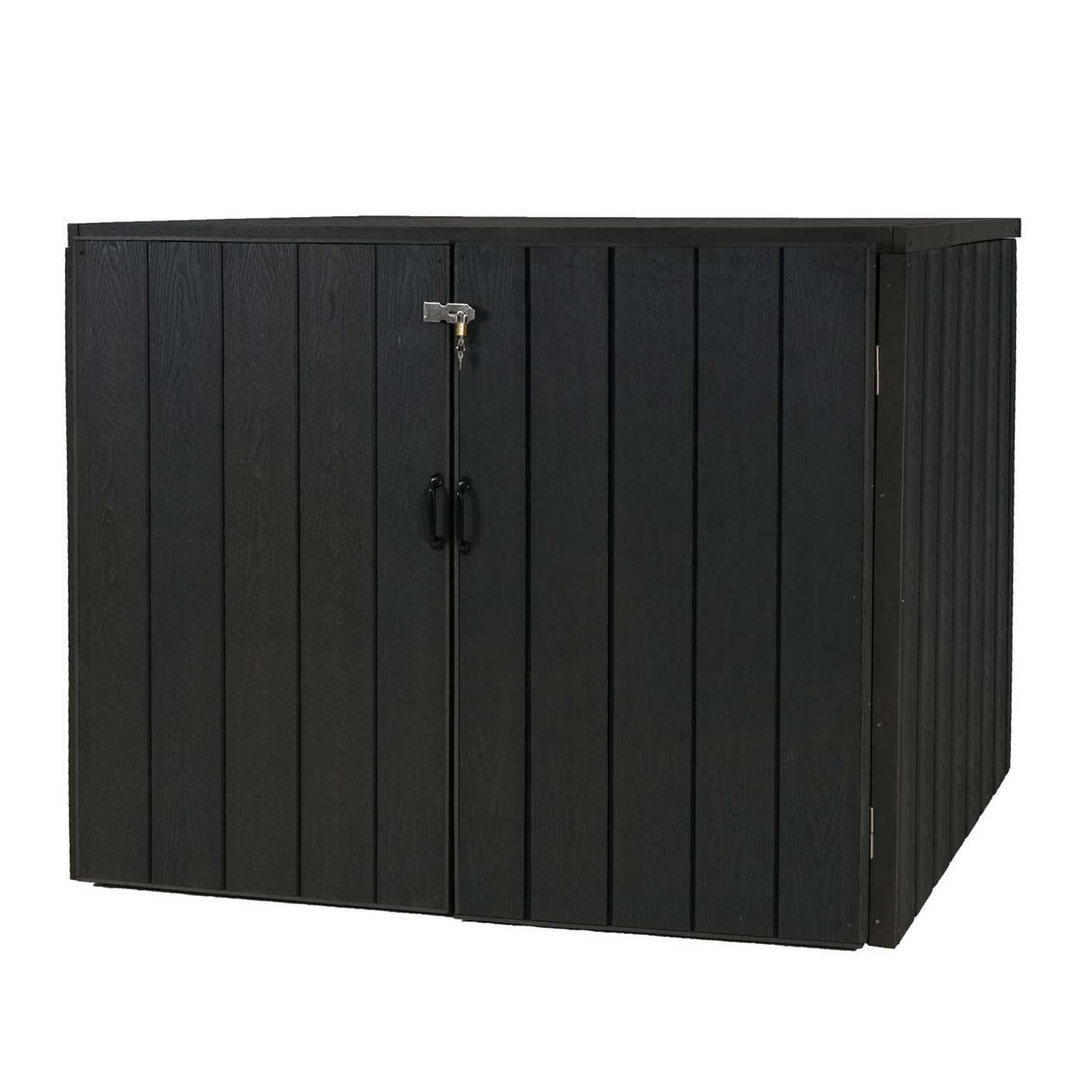MÜLLTONNENBOX XL 2er-/4er-WPC HxBxT 117x142x102cm Metall Holzoptik erweiterbar Anthrazit - Anthrazit, Metall (142/117/102cm) - PROREGAL