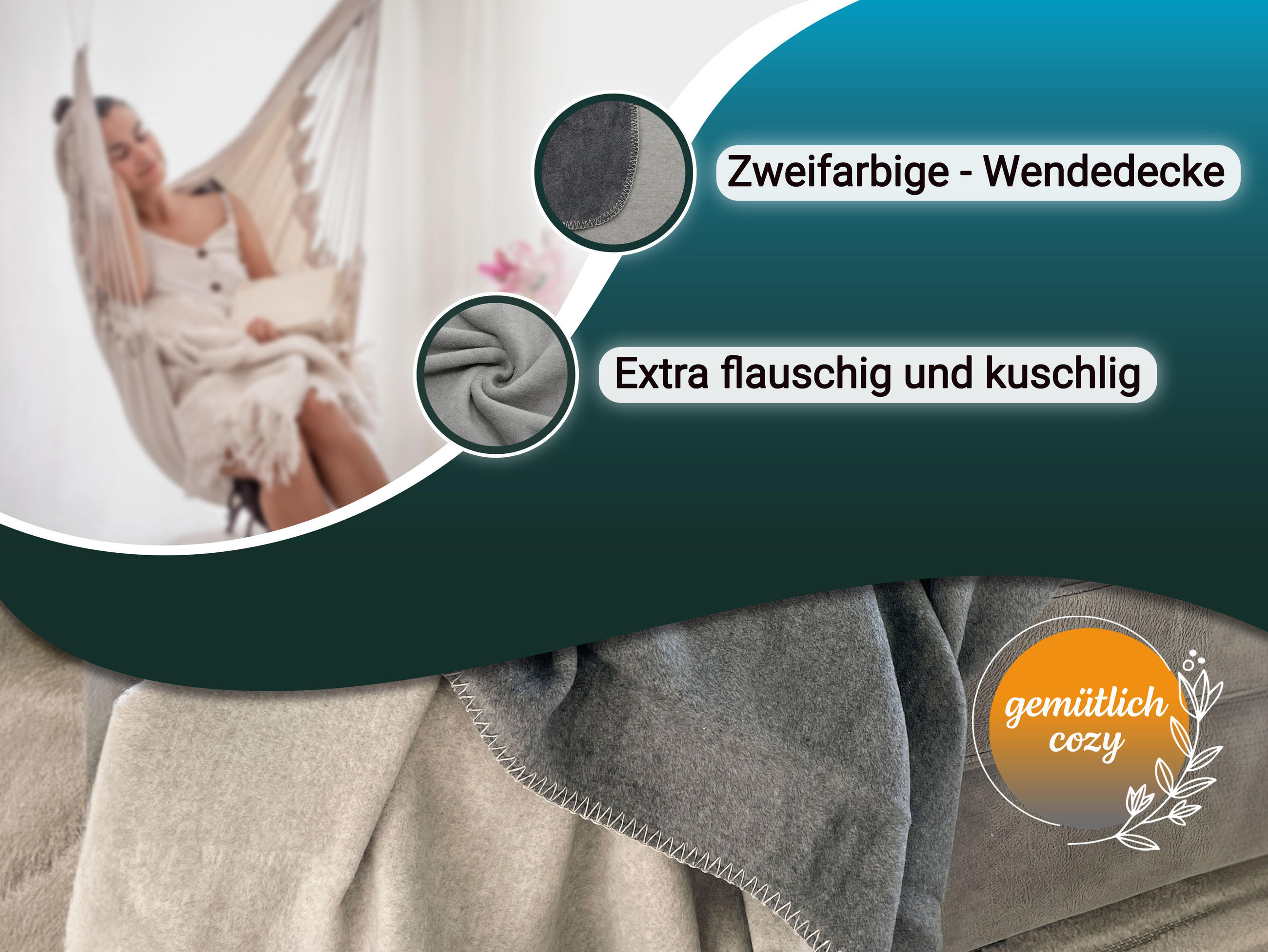KUSCHELDECKE, 150x200 cm, 60% Baumwolle, 40% Polyacryl, Grau - Dunkelgrau, Naturmaterialien (150/200cm) - Zollner