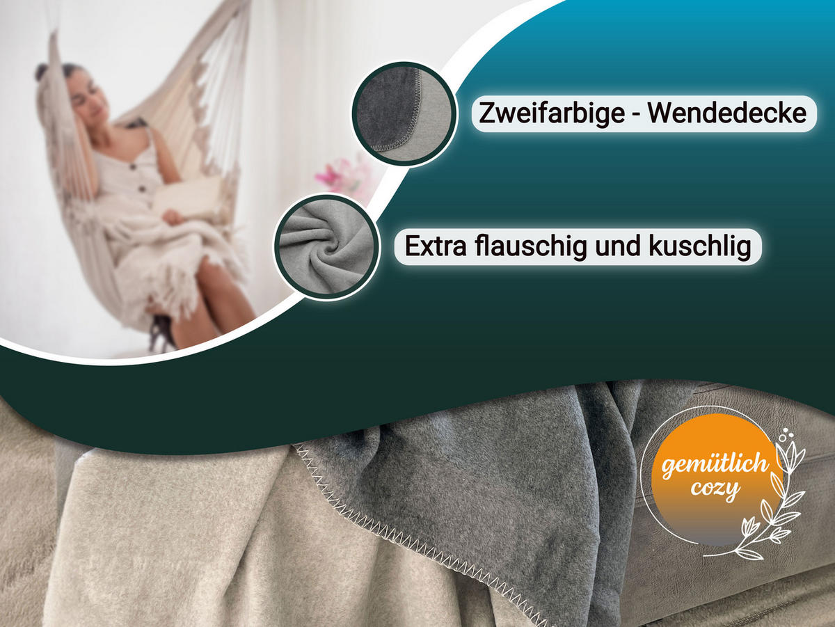 KUSCHELDECKE, 150x200 cm, 60% Baumwolle, 40% Polyacryl, Grau - Dunkelgrau, Naturmaterialien (150/200cm) - Zollner