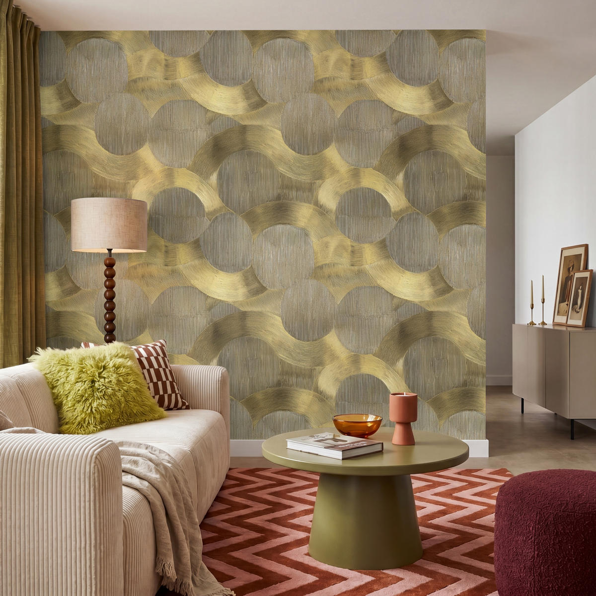 TAPETE - Modern - Geometrisch - Gold - 240x220 cm - Goldfarben, Papier (240/220cm) - OnlyWow