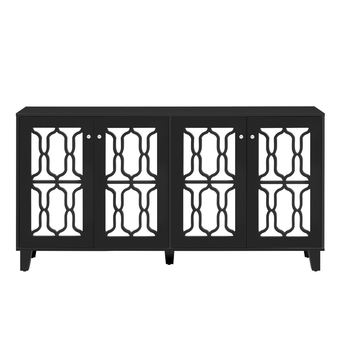 SIDEBOARD 160/40/84 cm Schwarz aus MDF mit 4 Türen - Schwarz, Holzwerkstoff (40/84/160cm) - OKMYHOME