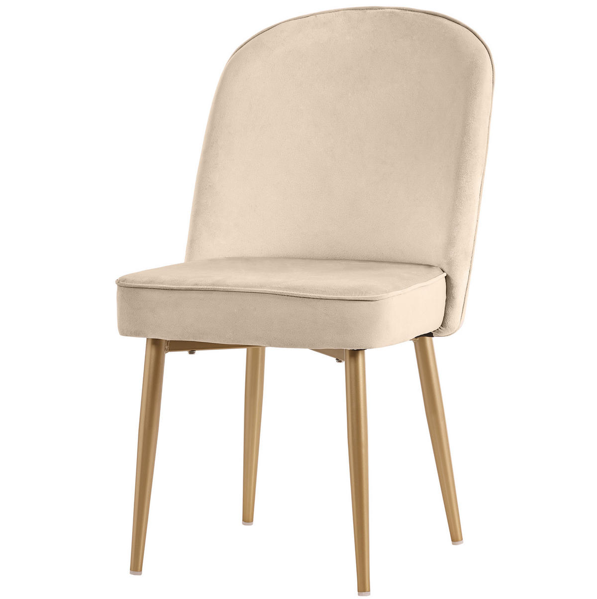 ESSZIMMERSTUHL 2er-Set Samt Beige mit goldfarbenen Metallbeinen - Beige, Metall (62/87.5/45.5cm) - Meubliv